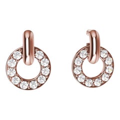 18 Karat Pink Gold Diamond Hoop Dangle Earrings