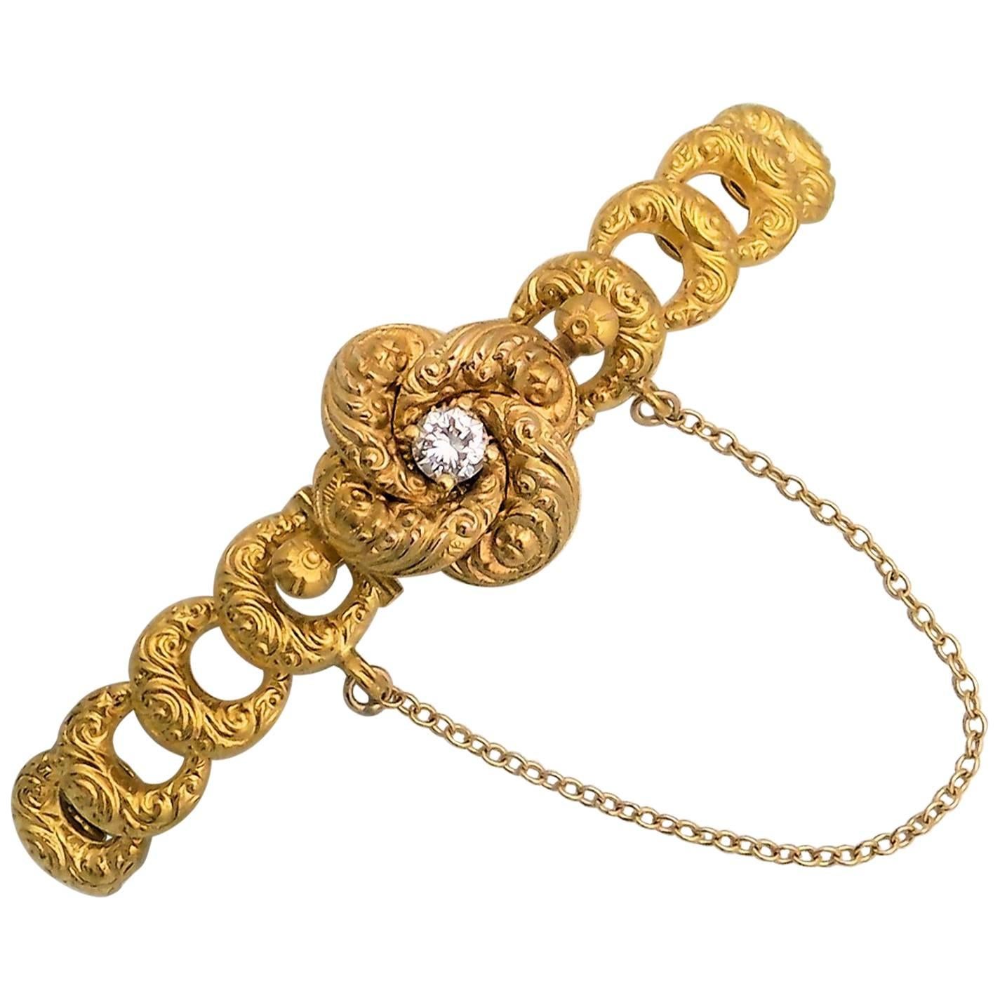 Antique Gold and Diamond Bracelet by Krementz For Sale