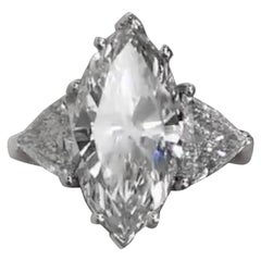 GIA Certified 3 Carat Marquise Cut D Color Flawless Clarity Diamond Ring Type 2A