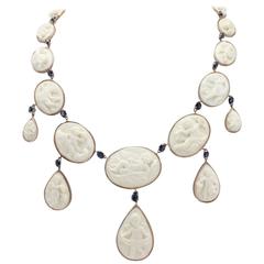 Luise Multi Cameo Blue Sapphire Necklace 8