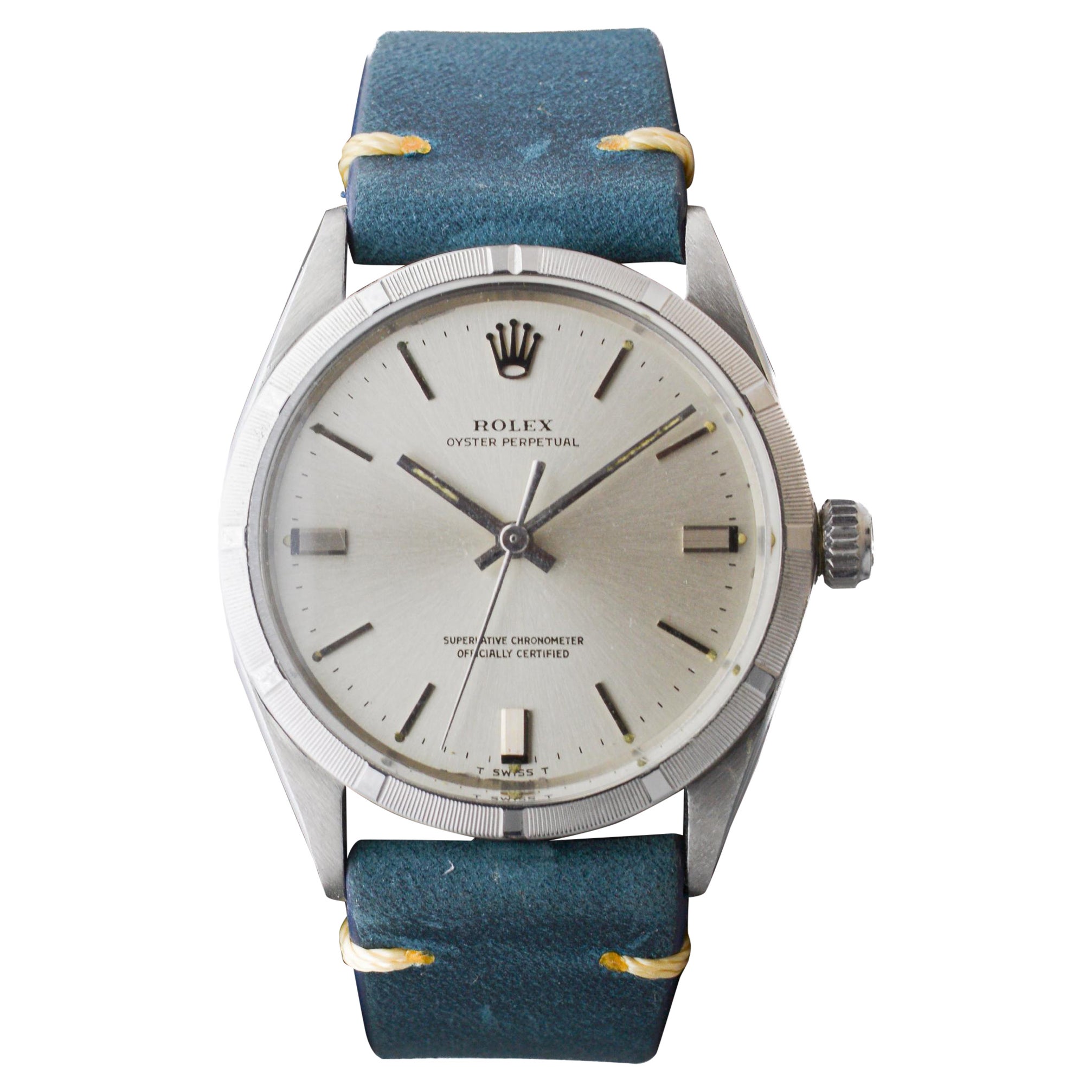 Rolex Steel Oyster Perpetual avec cadran argenté d'origine circa 1960's