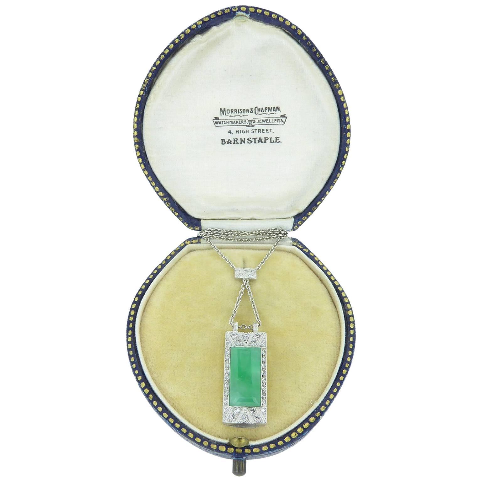 Art Deco Jade Diamond Pendant