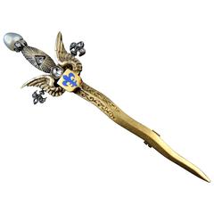 Antique Auger & Guéret French Vermeil Royalist Sword Brooch circa 1878-1889