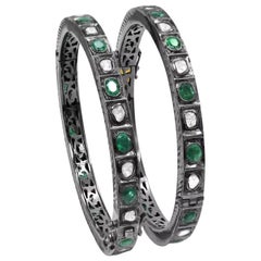 Diamant Polki antique  et bracelet en émeraude  Bracelet victorien en diamant naturel