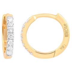 0.12 Carat SI/H Round Brilliant Cut Diamond Hoop Earrings 18 Karat Yellow Gold