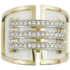 Enamel Diamond Gold Band Ring