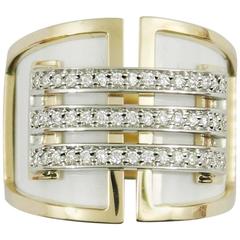 Enamel Diamond Gold Band Ring 12