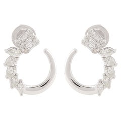 1,25 Karat Marquise Baguette-Diamant Minimalistische Ohrstecker aus 18 Karat Weißgold