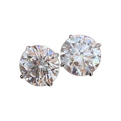 GIA Certified 6.00 Carats Round Brillant Shape Diamonds Stud Earrings