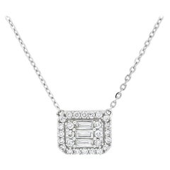 Halskette mit natürlichem Diamant-Anhänger 0,22 Karat 18KT Weißgold Cluster Halo Kette