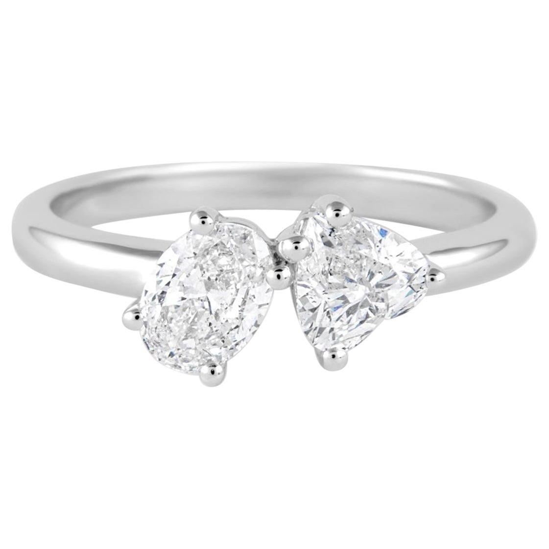 Alexander Beverly Hills 0.98ct Heart & Oval Shape Diamond Toi Et Moi Ring 18k