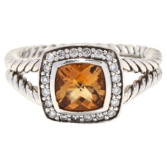 David Yurman Albion Ring, Sterling Silver, 1.62 ctw Citrine and Diamond
