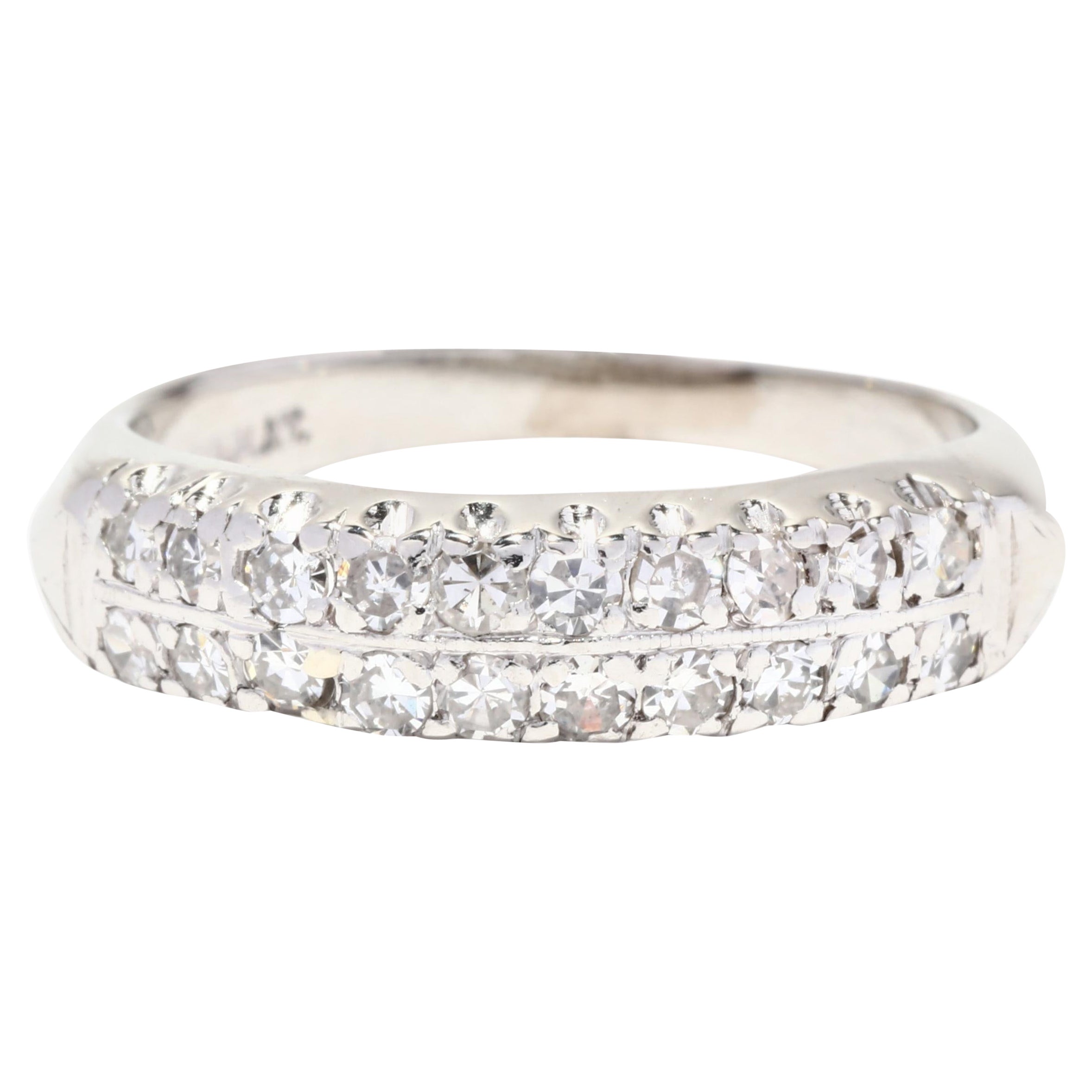 0.33ctw Two Row Diamond Band, Platinum, Wide Diamond Band For Sale