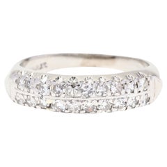 0,33 ctw Dos filas de diamantes, Platino, Anillo ancho de diamantes