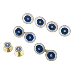 Lapis Lazuli, Frosted Rock Crystal and Diamond Dress Set, Circa 1930