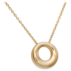 Chaumet Annaud Halskette 18K Gelbgold Kreis-Anhänger an Kette Vintage