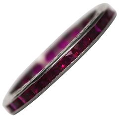 1930s Art Deco White Gold 1.00 Total Carat Weight Ruby Eternity Band 2