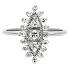 Diamond Navette Ring, 14k Whitegold, Ring, Diamond Cluster Ring, Marquise