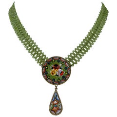 Collar Tejido Peridoto, Mosaico y Chapado en Oro de 18k