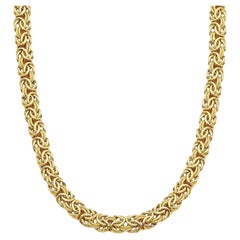 Curata Italian Solid 18k Yellow Gold Byzantine Statement Necklace
