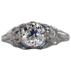 1920s Art Deco GIA Certified 1.04 Carat Diamond Platinum Ring