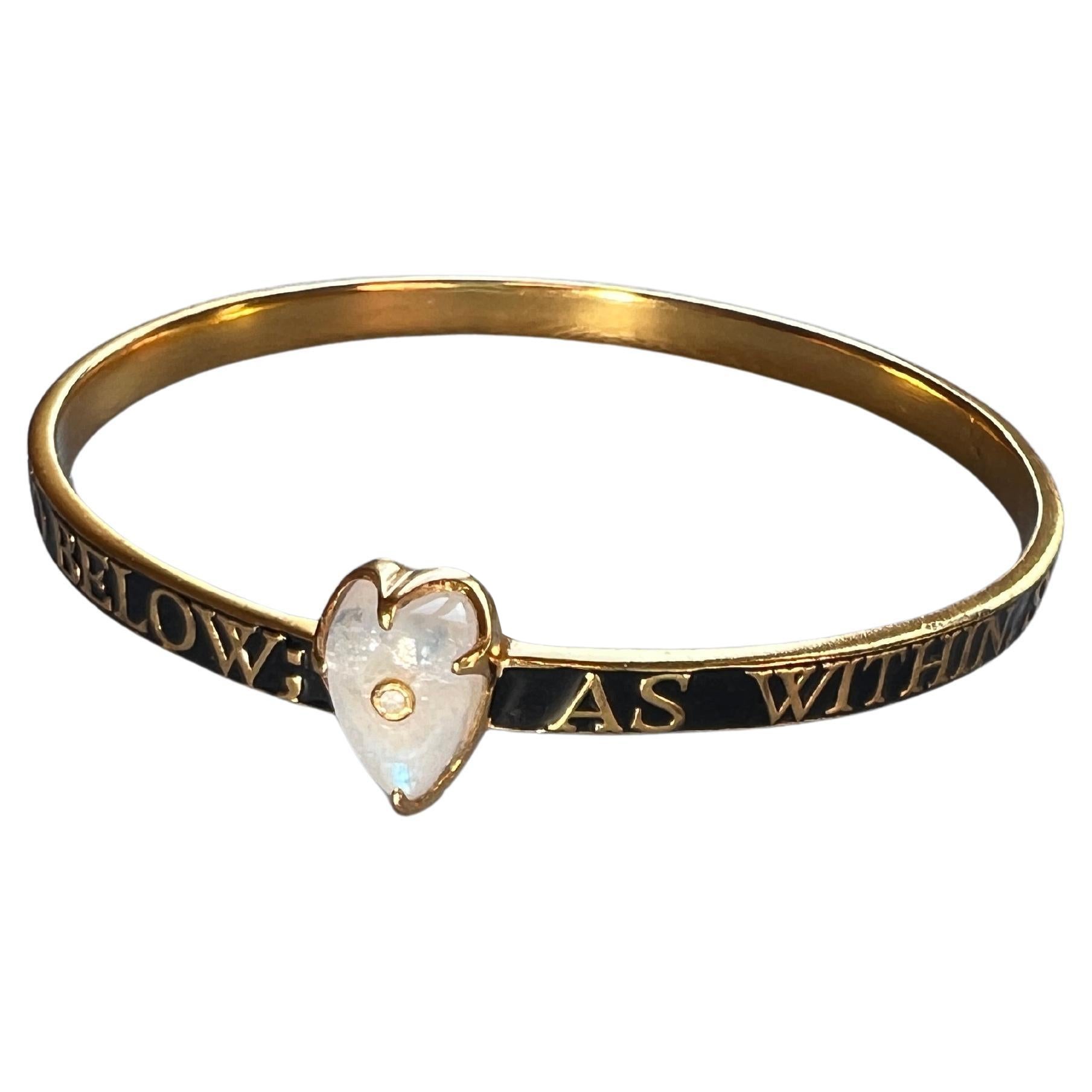 Gold Bangle Black Enamel Moonstone Diamond