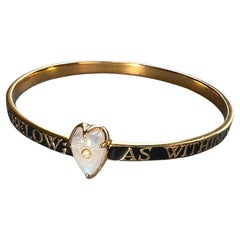 Bangle in oro Smalto nero Pietra di luna Diamante