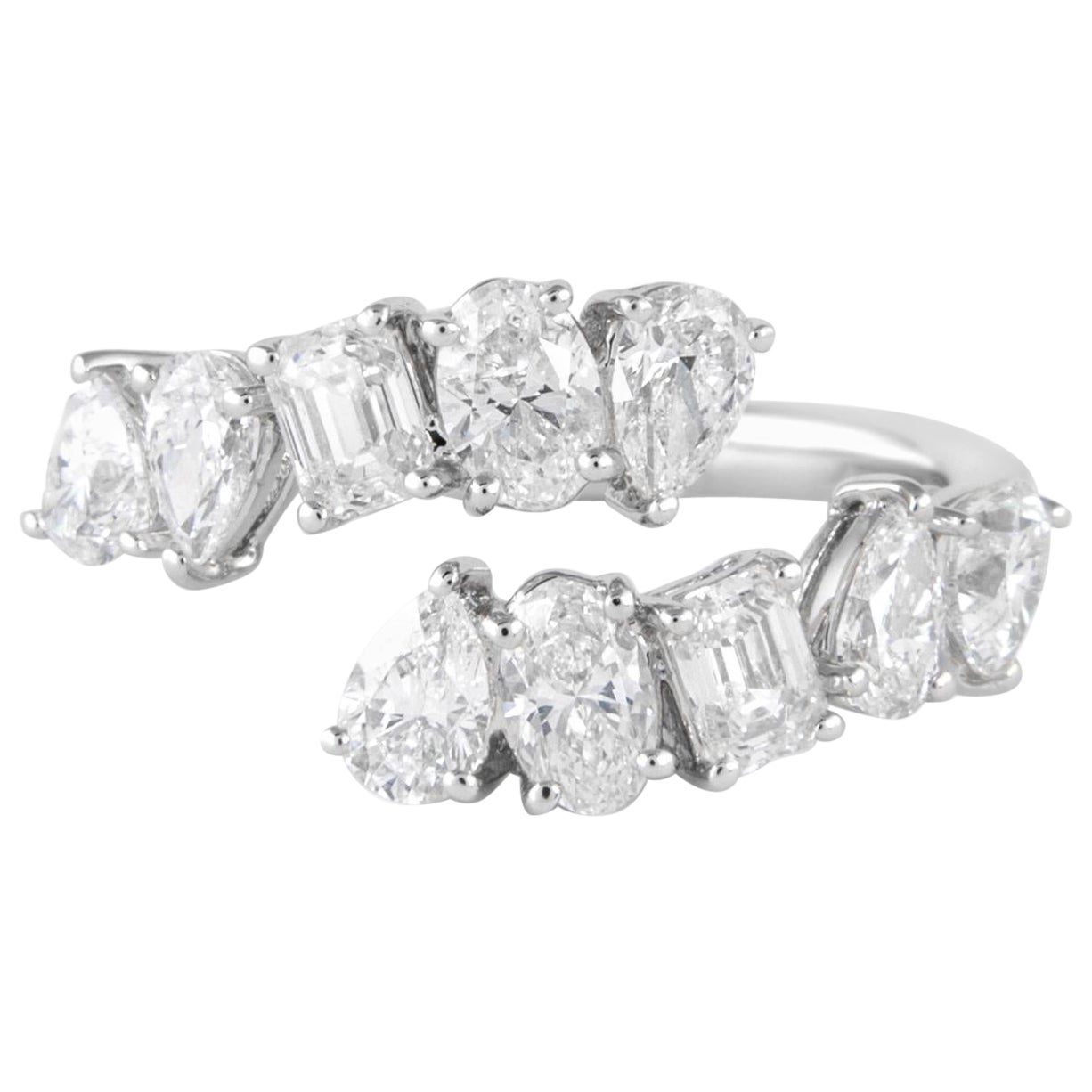Alexander Beverly Hills 1.92ct Multi Diamond Bypass Ring 18k White Gold