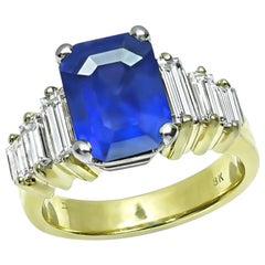 3.50ct Sapphire 0.50ct Diamond Gold Engagement Ring