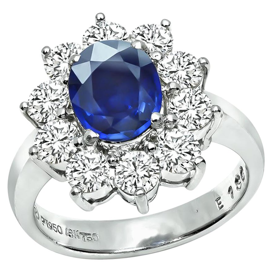 2.00ct Saphir 1.00ct Diamant Verlobungsring