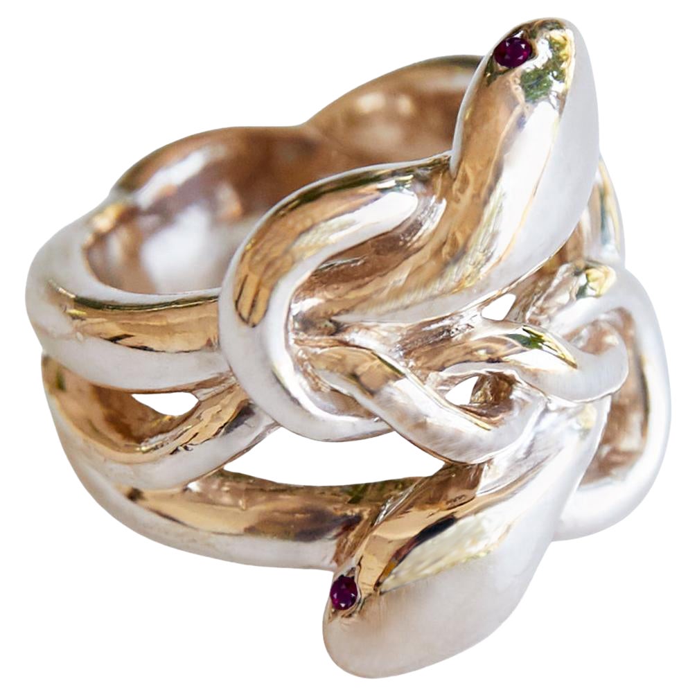 Anillo Serpiente Oro Rubí Estilo Victoriano