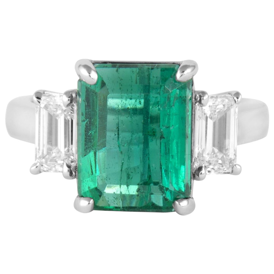 Alexander Beverly Hills All GIA 5.74ctt Emerald & G IF Diamond 3-Stone Ring 18k