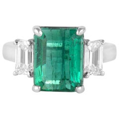 Alexander Beverly Hills Todo GIA Esmeralda de 5,74 ct y diamante G IF Anillo de 3 piedras 18k