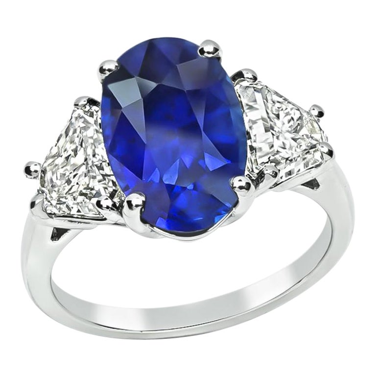 4.90ct Sapphire 1.61ct Diamond Engagement Ring