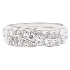 Bague croisée en or blanc 14 carats avec diamants, taille de la bague 5,75