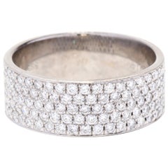 Breites Pavé-Diamantband, 14K Weißgold, Ring, breite Diamant-Hochzeit
