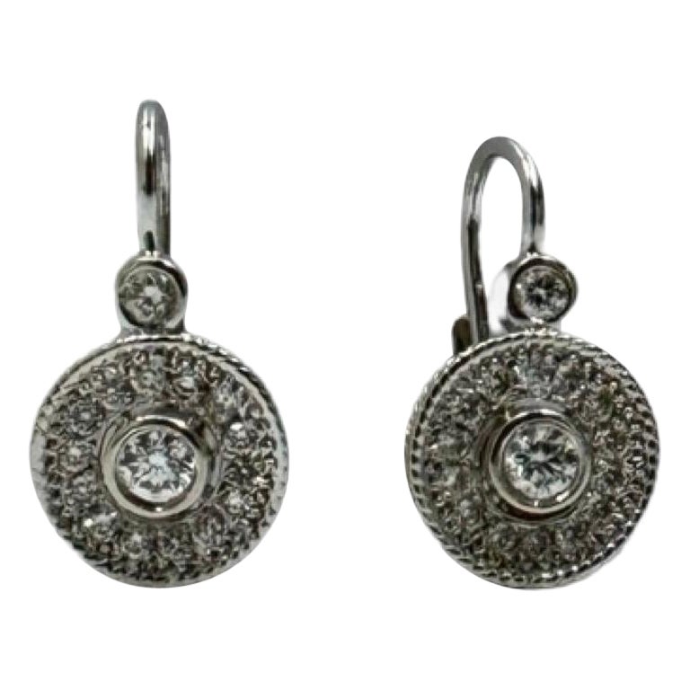 Orecchini vintage in oro bianco 14K con diamanti naturali VS, 0,76ct in totale