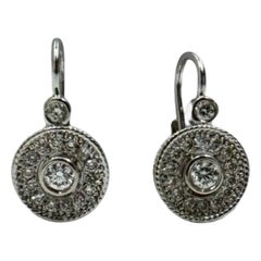 Vintage 14K White Gold Drop Earrings with Natural VS Diamonds, 0.76ct Total