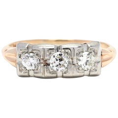 Vintage .35ctw Diamant-Ring mit drei Steinen, 14K Gelbgold