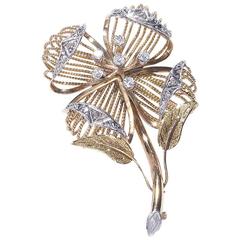 Gold Flower Brooch