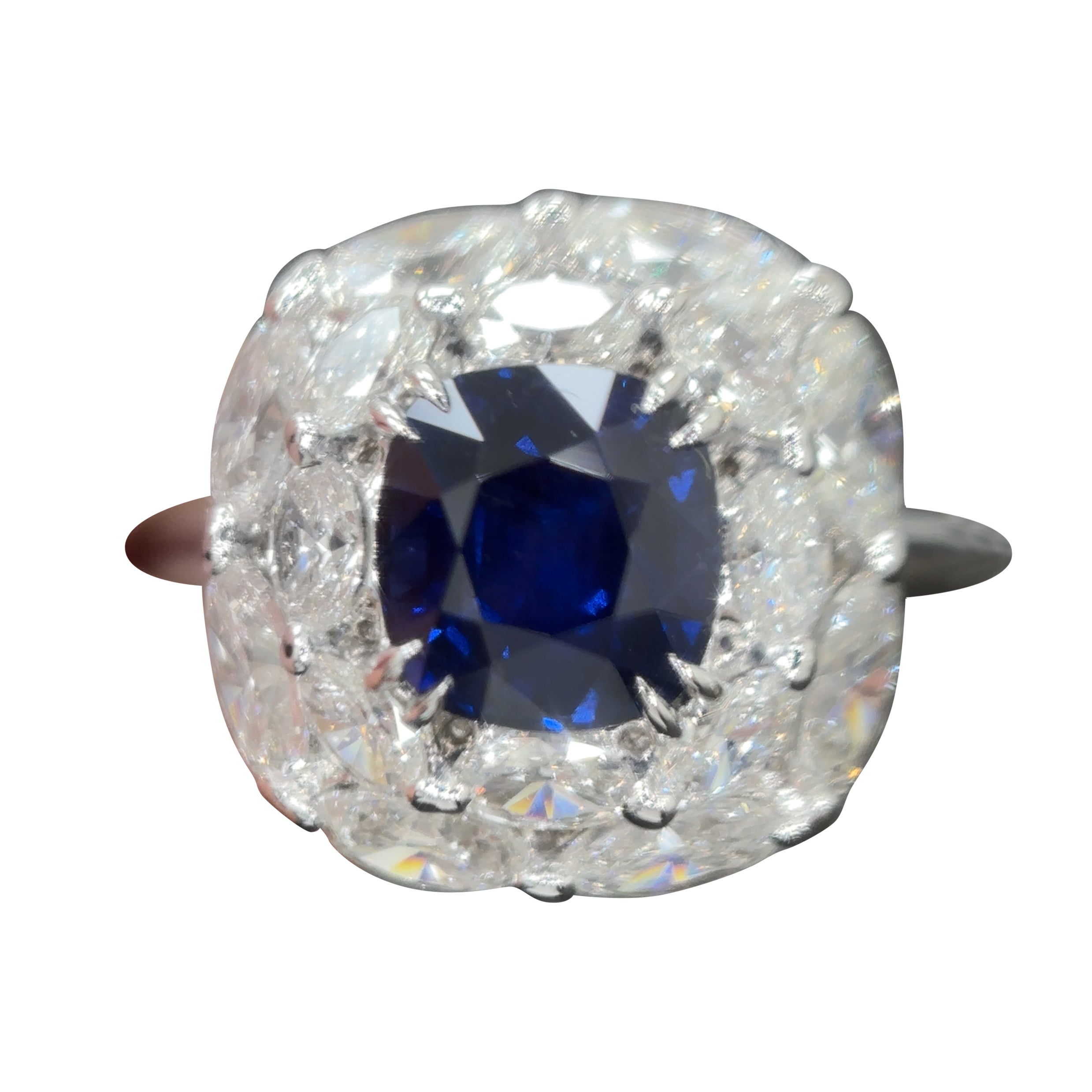 Gubelin GIA Certified 2.38 Carat Burma No Heat Sapphire Diamond Platinum Ring