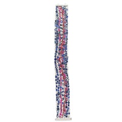 Burma No Heat Blue and Pink Sapphires Spinel Cabochon Diamond Platinum Bracelet