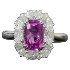 Gubelin Certified 2.92 Carat Burma No Heat Pink Sapphire Diamond Platinum Ring