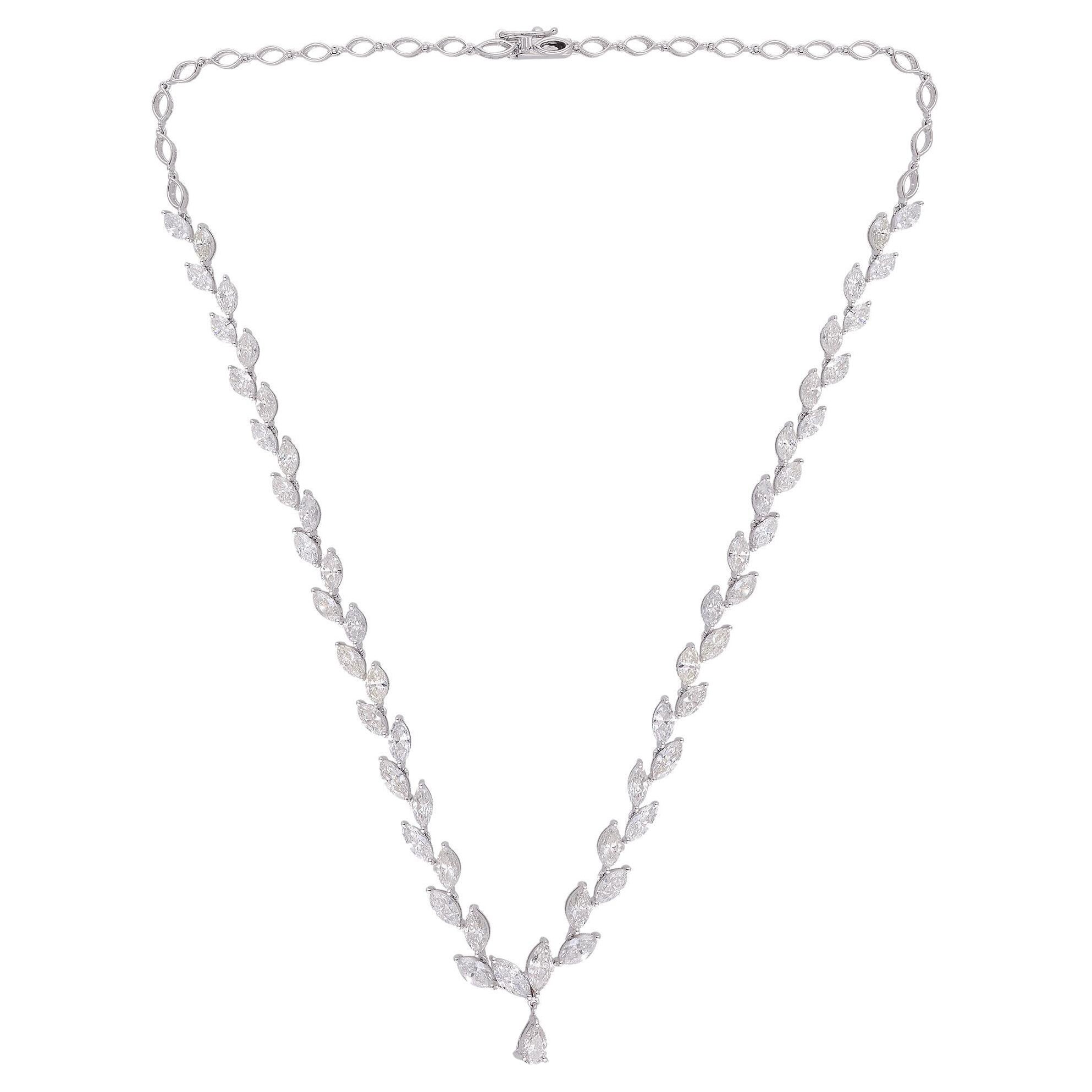 14.40 Carat SI Clarity HI Color Pear & Marquise Diamond Necklace 18k White Gold