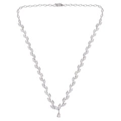 14,40 Carati SI Chiarezza HI Colore Collana di diamanti a pera e marquise in oro bianco 18 carati