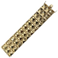 Antiguo Brazalete Retro Era Diseño Trébol, Oro Amarillo 18k, Circa 1945