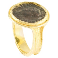 Sacchi Anillo Moneda Romana Antigua Oro Amarillo 18 Quilates Satinado