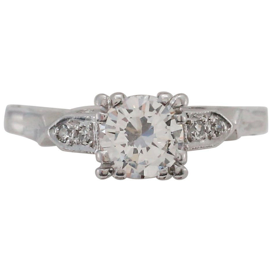 14k White Gold Diamond Finger Fit Engagement Ring, Size 5.5 - 3.8g