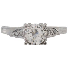 14k White Gold Diamond Finger Fit Engagement Ring, Size 5.5 - 3.8g