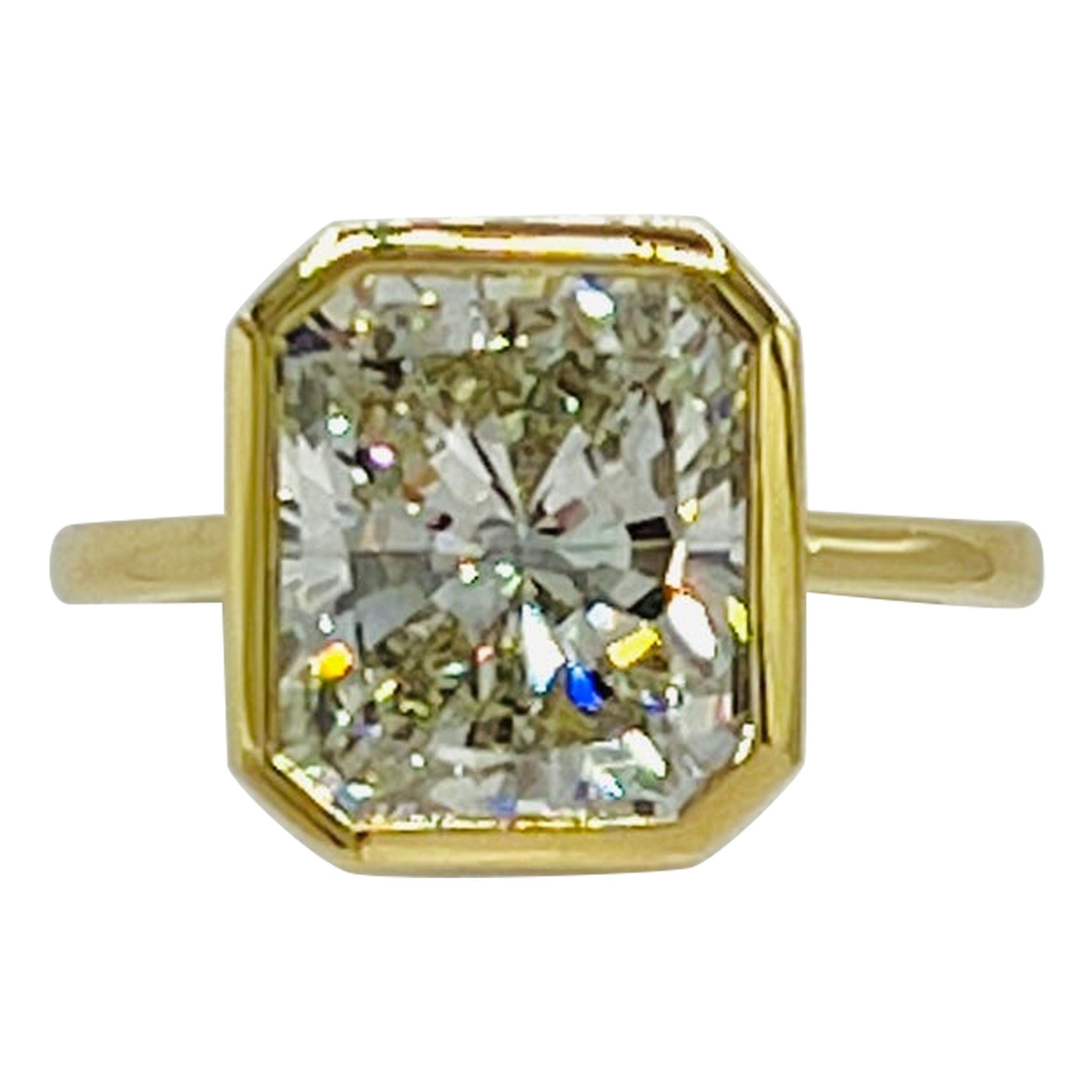 GIA 6 Carat White Diamond Radiant Ring in 18K Yellow Gold